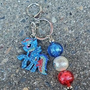 Colorful Pony Keychain with Beads